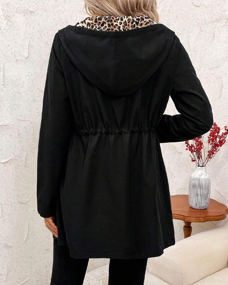 Clara™ | Reversible Hooded Coat with Leopard Print