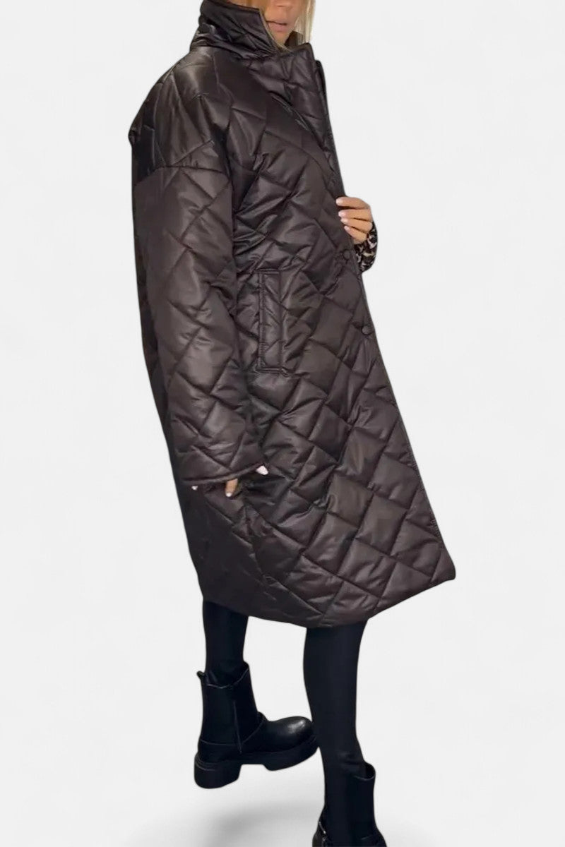 Anaïs – Quilted Coat with Leopard Lining