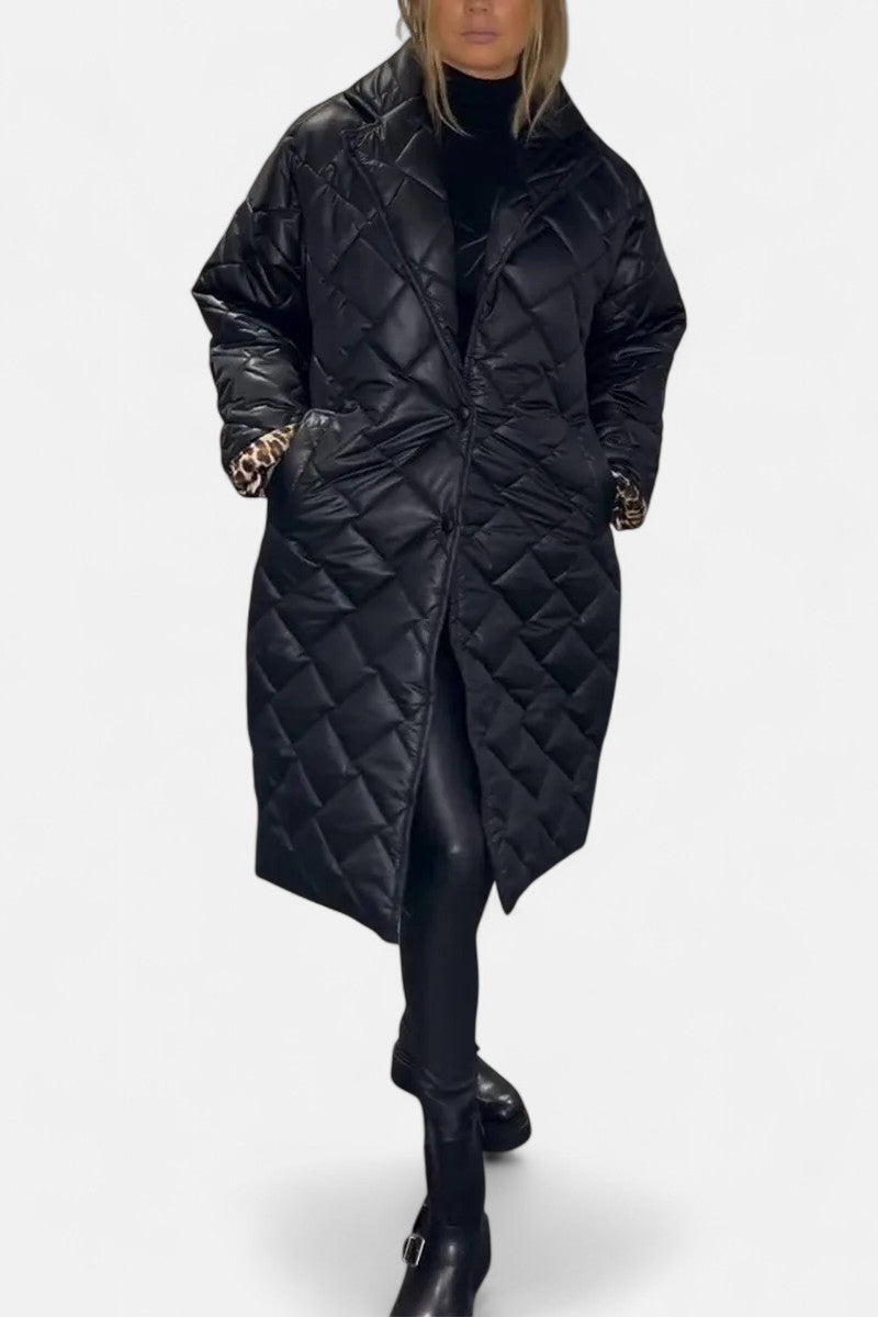 Anaïs – Quilted Coat with Leopard Lining