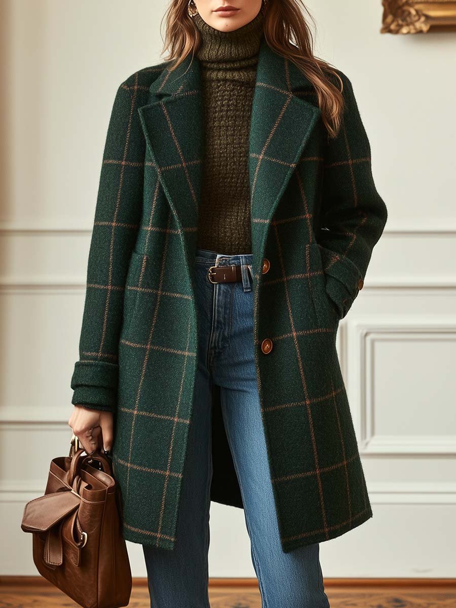 Catherine™ | Classic Plaid Wool Coat