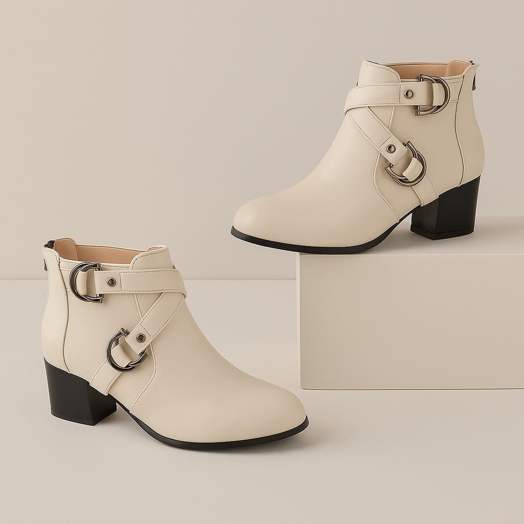 Valara Cross-Buckle Boots