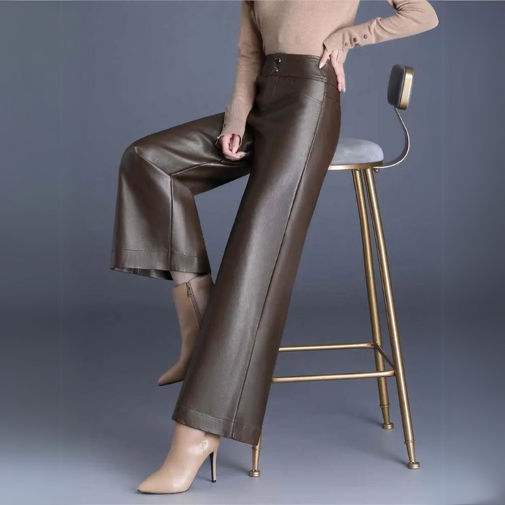 Layne - Wide-Cut Leather Trousers