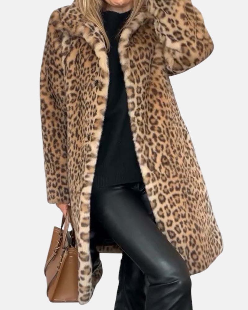 LEIA - Long Soft Leopard Print Coat