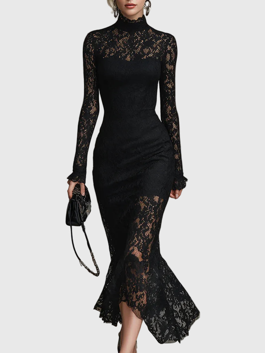 Monica | Elegant Lace Fishtail Maxi Dress
