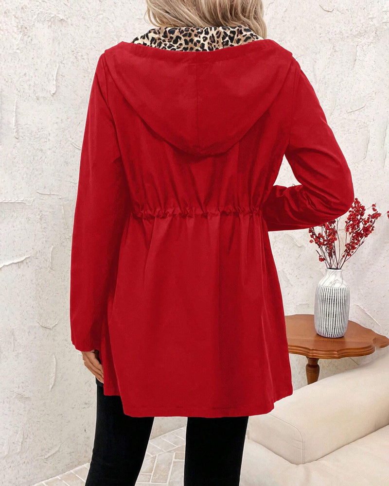 Clara™ | Reversible Hooded Coat with Leopard Print