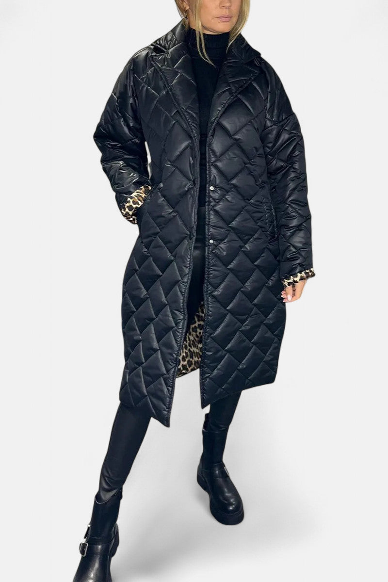 Anaïs – Quilted Coat with Leopard Lining